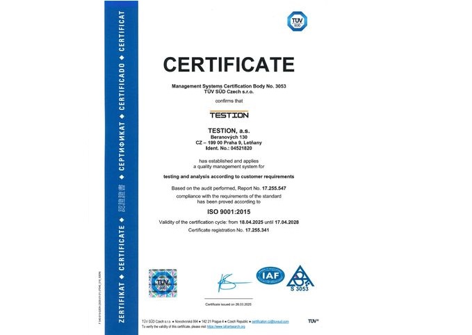 Recertification of the company according to ISO 9001:2015